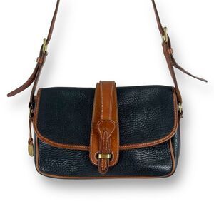 Dooney & Bourke Vintage Pebbled Leather Equestrian Shoulder Bag‎ Black Brown